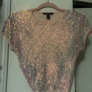 Forever 21 Iridescent Sequin Crop Top